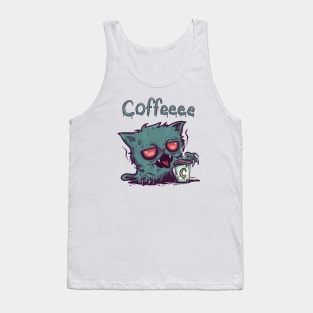 Coffeee Zombie Cat (text) Tank Top